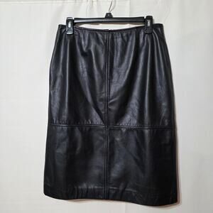 Preston & York Premiere Black Leather Pencil Skirt Size 8